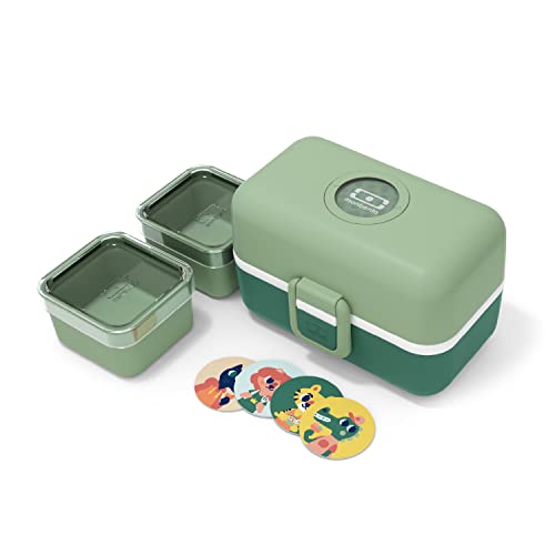 monbento - Kinder Lunchbox MB Tresor Green Forest - Bento Box mit 3 Fächer - Ideal für Mittagessen oder Snacks in der Schule/Park - BPA Frei - Lebensmittelecht - Grün von monbento