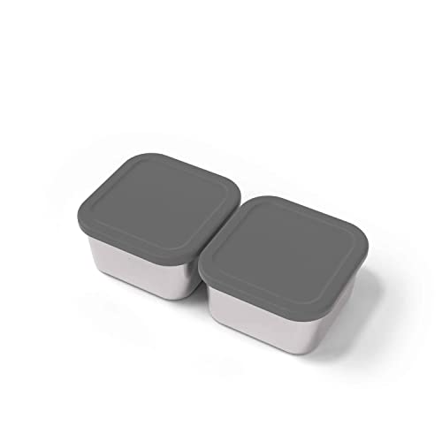 monbento - MB Side Small - 2er Set kleine Lunchboxen Edelstahlfach mit hermetischem Deckel - Herausnehmbare Edelstahlbox für elektrische beheizbare Lunchboxen - Ideal für die Arbeit/Büro - Grau… von monbento