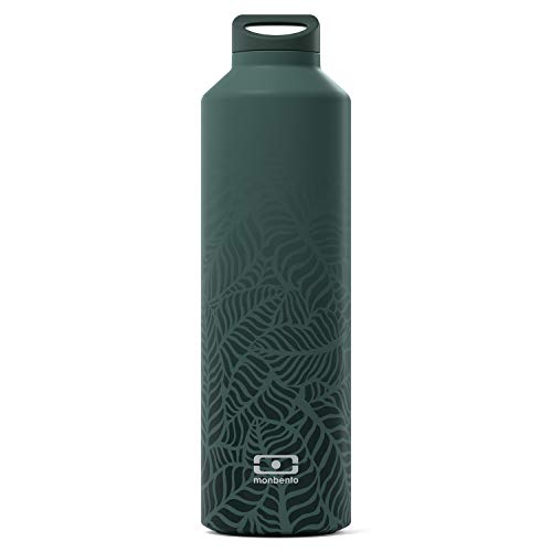 monbento - MB Steel graphic Jungle grün Edelstahl Trinkflasche BPA frei - Thermosflasche 500 ml mit Infuser von monbento