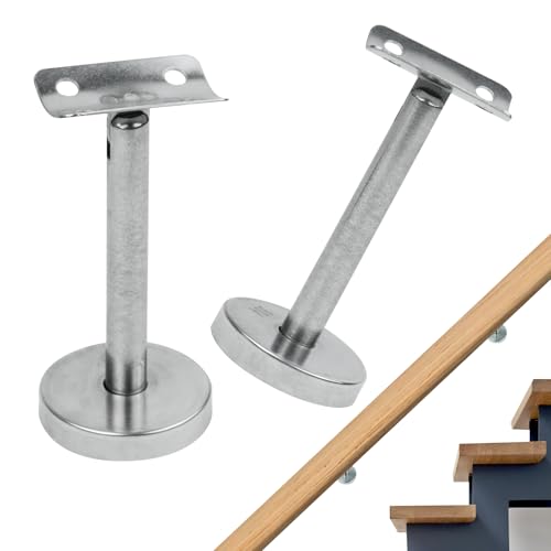 Handlaufhalter Edelstahl, 2 Stück Verstellbare Handlaufträger Edelstahl Handlaufhalter Handlaufstütze Metall Handlauf Halterung für Korridor Stützstange Treppengeländer Flure Bäder Geländer von mongtsamz