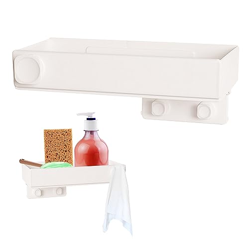 mongtsamz Spülenorganizer Küchenspüle Spülbecken Organizer Hängend - Kunststoff Spülorganizer Wand Schwammhalter Aufbewahrungr mit Haken Ohne Bohren Aufhängen Waschbecken für Küche, 1 Stück, Weiß von mongtsamz