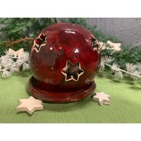 Windlicht in Kugelform Rot, Weiß Oder Stahlblau Nr. 154 von monka66