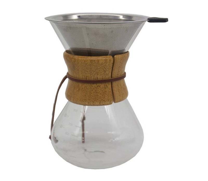 monkano Permanentfilter Kaffeebereiter Glaskanne Livorno mit Edelstahl-Dauerfilter 800ml von monkano