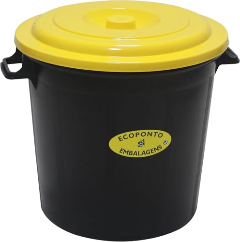 monkey ladder Mülleimer - Gelber Eimer mit 50 l, robust, ideal für Recycling, leicht zu reinigen und mit Deckel, um Gerüche zu vermeiden von Monkey Ladder