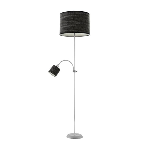 monkey ladder Wohnzimmerfuß - Elegantes Design in Silber und schwarzem Holz, inkl. 1 Lampenfassung E27 und 1 E14, Maße 155 x 40 x 40 cm, ideal für moderne Dekoration von Monkey Ladder