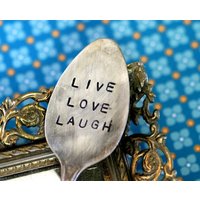 Leben Liebe Lachen " Gestempelt Löffel Garten Marker Vintage Besteck | E0213 von monkeysalwayslook