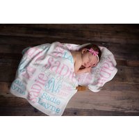 Personalisierte Baby-Namensdecke, Monogramm-Neugeborenendecken, Namenstuch-Empfangsdecke, Handgemachtes Einzigartiges Babypartygeschenk, Meilenstein von monogrammarketplace