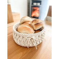 Brotkorb Gehäkelt Häkelkorb "Pola" Brötchenkorb Handgemacht Aufbewahrung Organisation Geschenk Zum Einzug Für Freundin Mutter von monohandmadelove
