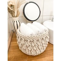 Häkelkorb "Pola" Gehäkelter Aufbewahrungskorb Badezimmeraufbewahrung Kinderzimmerorganisation Handgemacht Geschenkkorb Geschenkidee von monohandmadelove