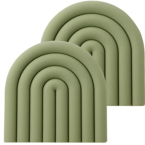 monomono Ästhetische & Bunte Silikon-Untersetzer für heiße Töpfe und Pfannen, Topflappen, Moderne hitzebeständige Matten für Arbeitsplatte, heiße Pads, Löffelablage, 2er-Set (Gepuftetes Grün) von monomono