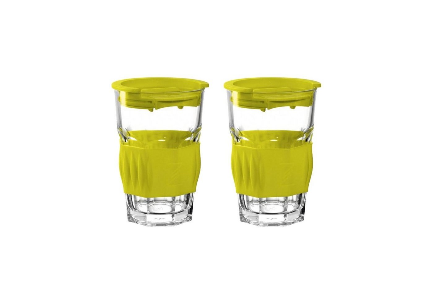 montana-Glas Becher Becher to go 2er-Set Limone, Glas, Kunststoff, Trinkgläser mit Deckel montana-Glas Becher Becher to go 2er-Set Limone, Glas, Kunststoff, Trinkgläser mit Deckel von montana-Glas