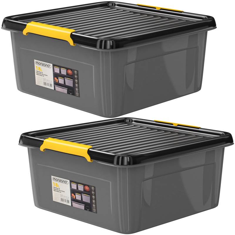 Aufbewahrungsbox 2er-Set Grau/Anthrazit 39x39x16cm stapelbar von monzana®
