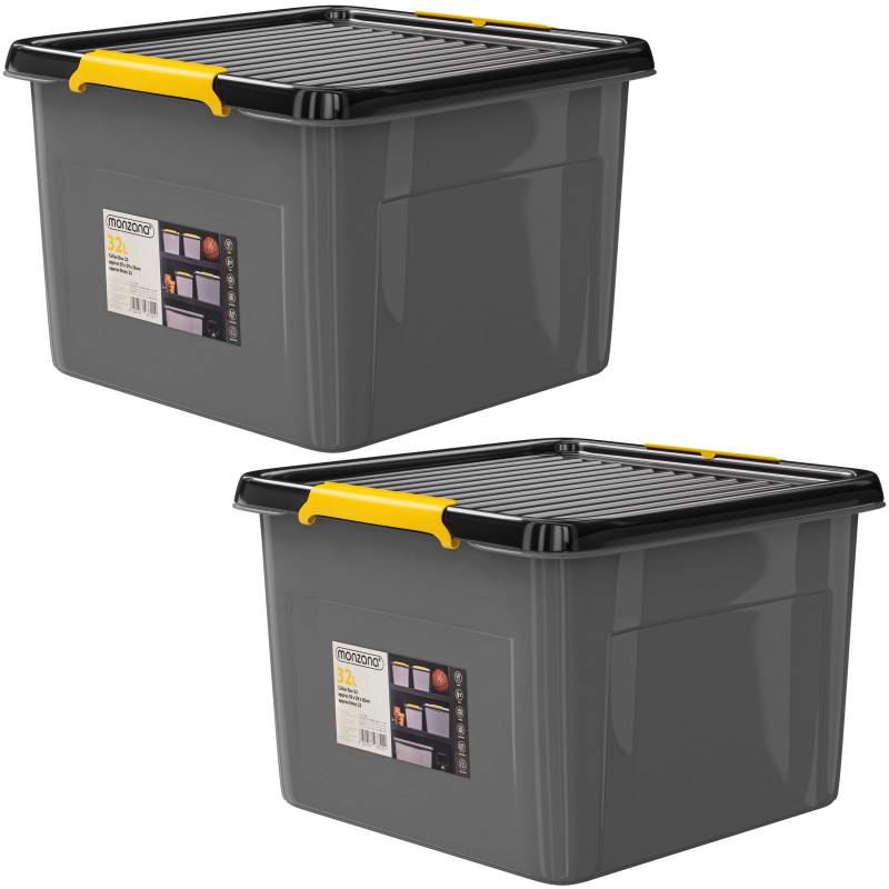 Aufbewahrungsbox 2er-Set Grau/Anthrazit 39x39x26cm stapelbar von monzana®