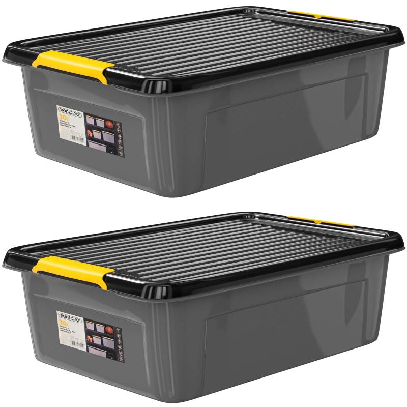 Aufbewahrungsbox 2er-Set Grau/Anthrazit 58x39x16cm stapelbar von monzana®