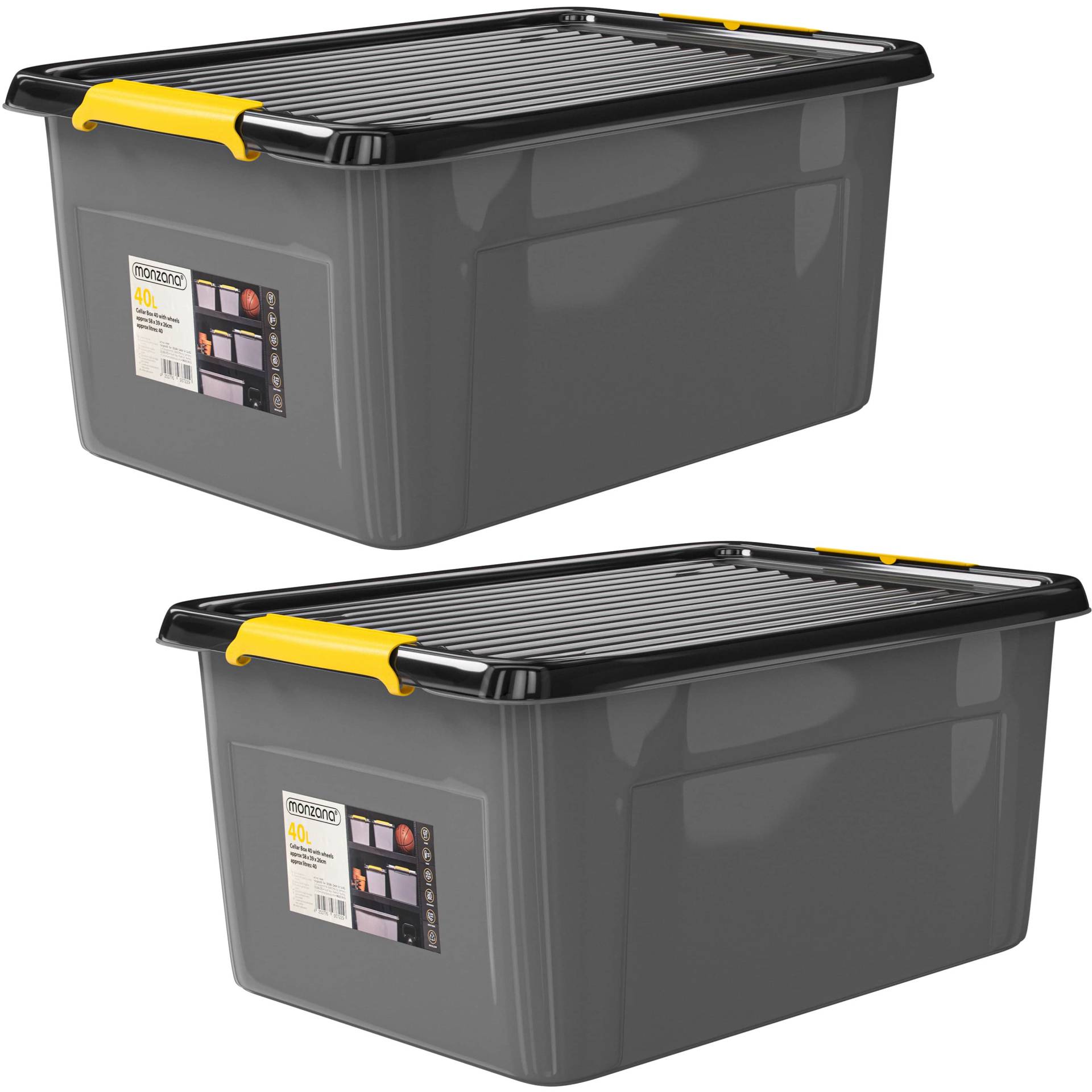Aufbewahrungsbox 2er-Set Grau/Anthrazit 58x39x25cm stapelbar von monzana®