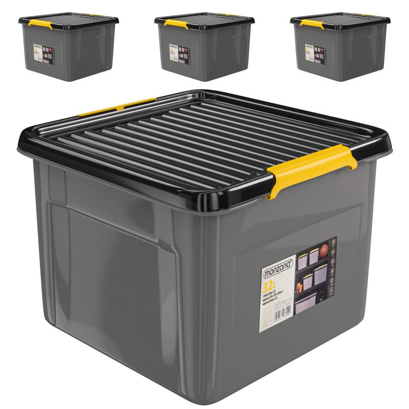 Aufbewahrungsbox 4er-Set Grau/Anthrazit 39x39x26cm stapelbar von monzana®