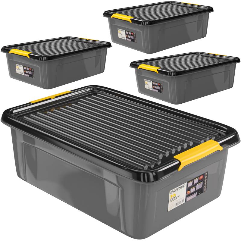 Aufbewahrungsbox 4er-Set Grau/Anthrazit 58x39x16cm stapelbar von monzana®