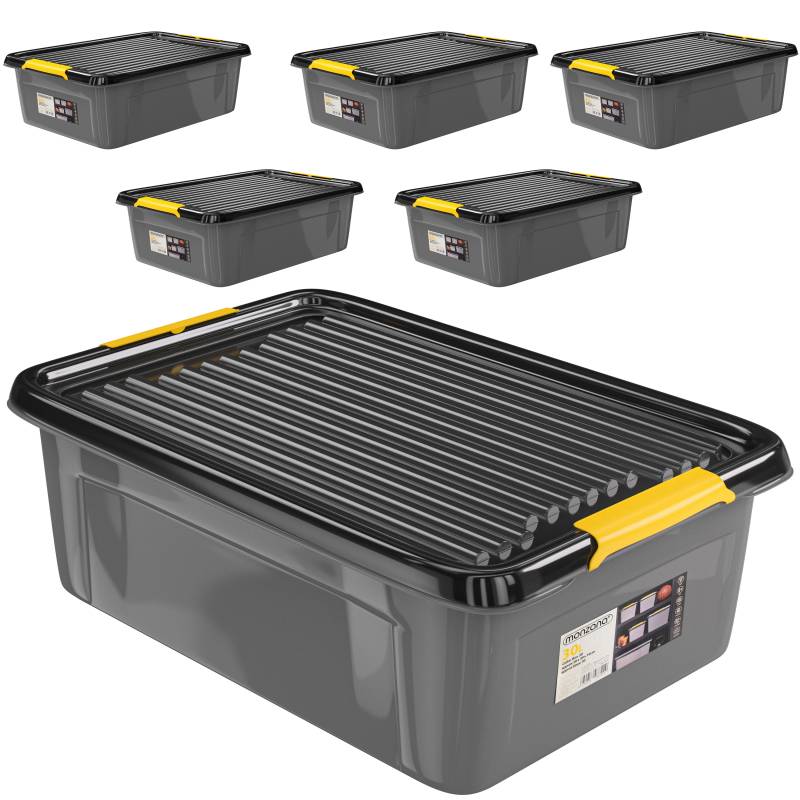 Aufbewahrungsbox 6er-Set Grau/Anthrazit 58x39x16cm stapelbar von monzana®