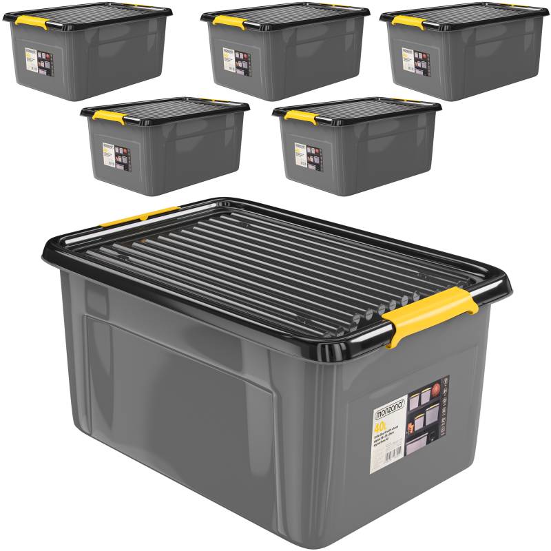 Aufbewahrungsbox 6er-Set Grau/Anthrazit 58x39x25cm stapelbar von monzana®
