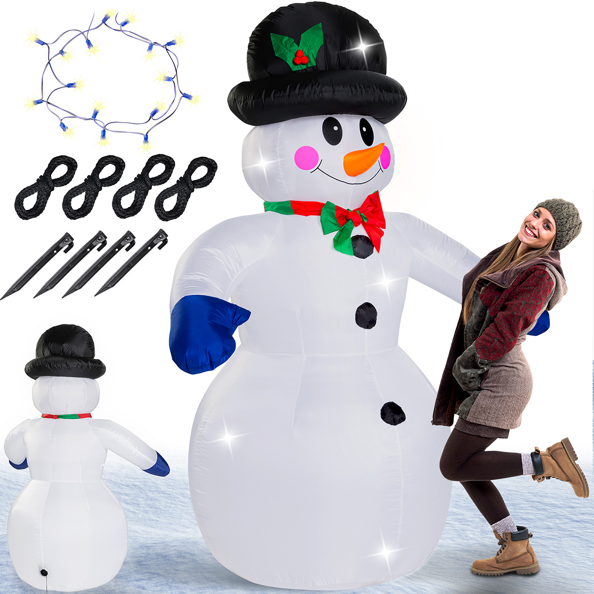 Aufblasbarer Schneemann mit 20 LEDs von monzana®