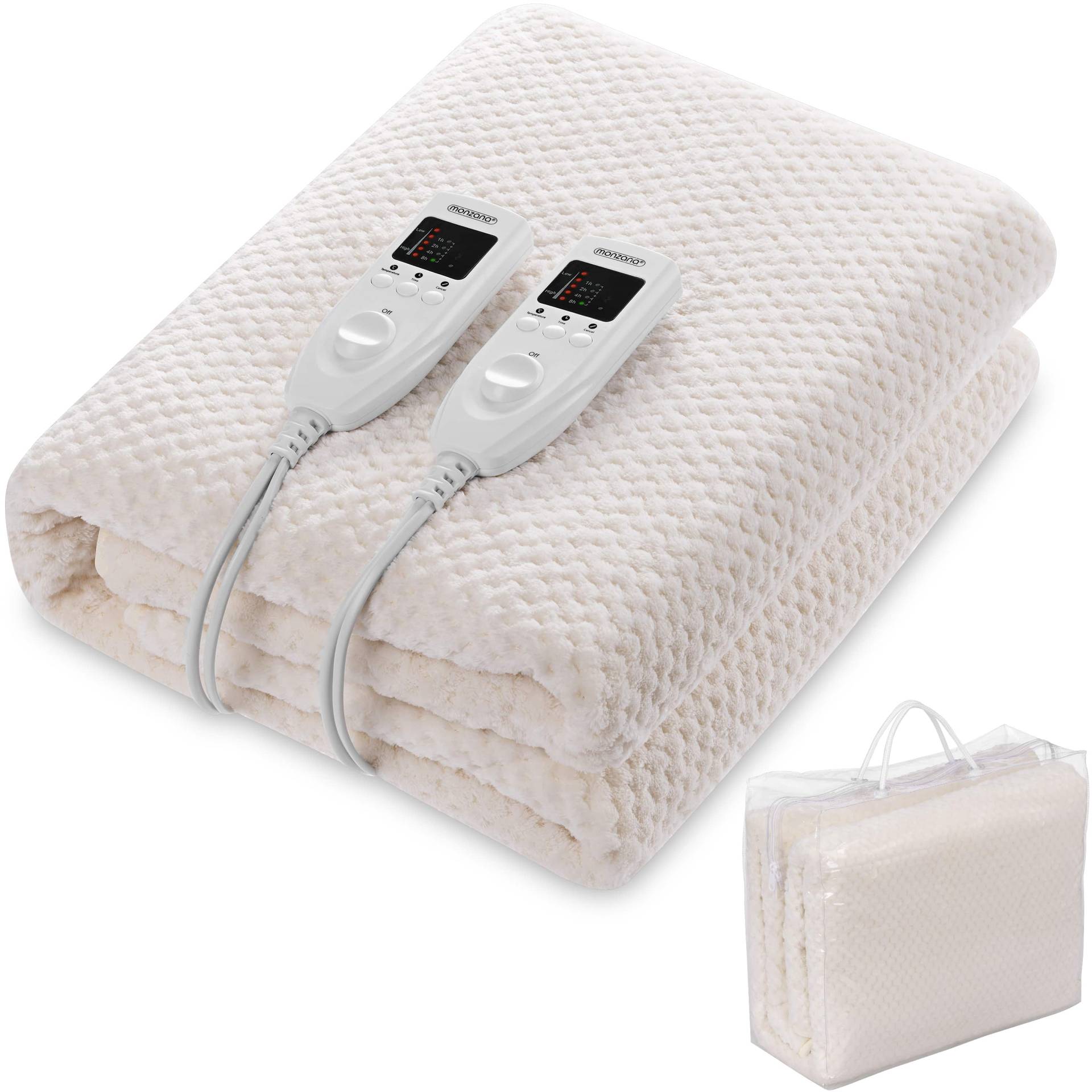 Doppelwärmeunterbett Coral Fleece Grau 160x140cm Abschaltautomatik von monzana®