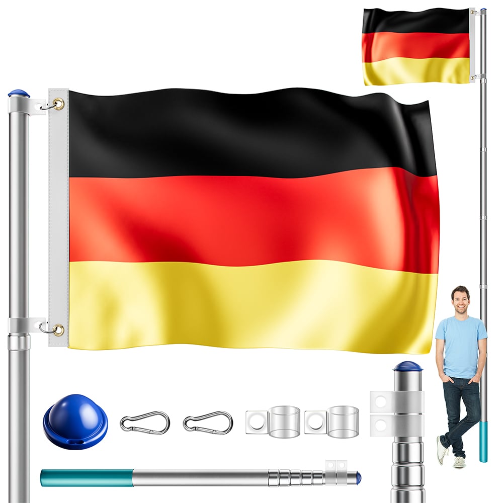 Fahnenmast Alu 630cm inkl Deutschland-Flagge von monzana®