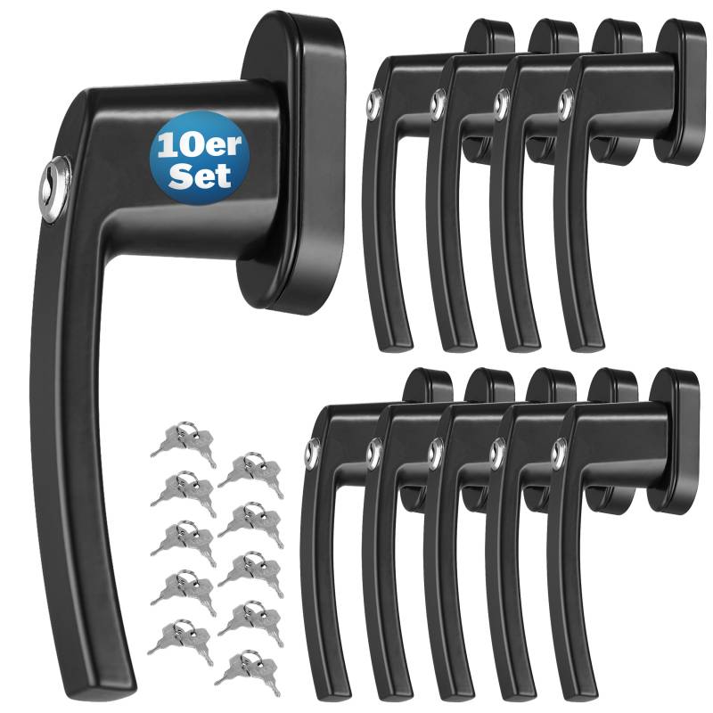 Fenstergriff 10er-Set Schwarz abschließbar von monzana®