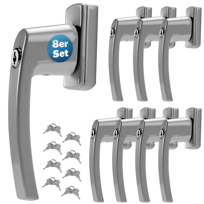 Fenstergriff 8er-Set Silber abschließbar von monzana®