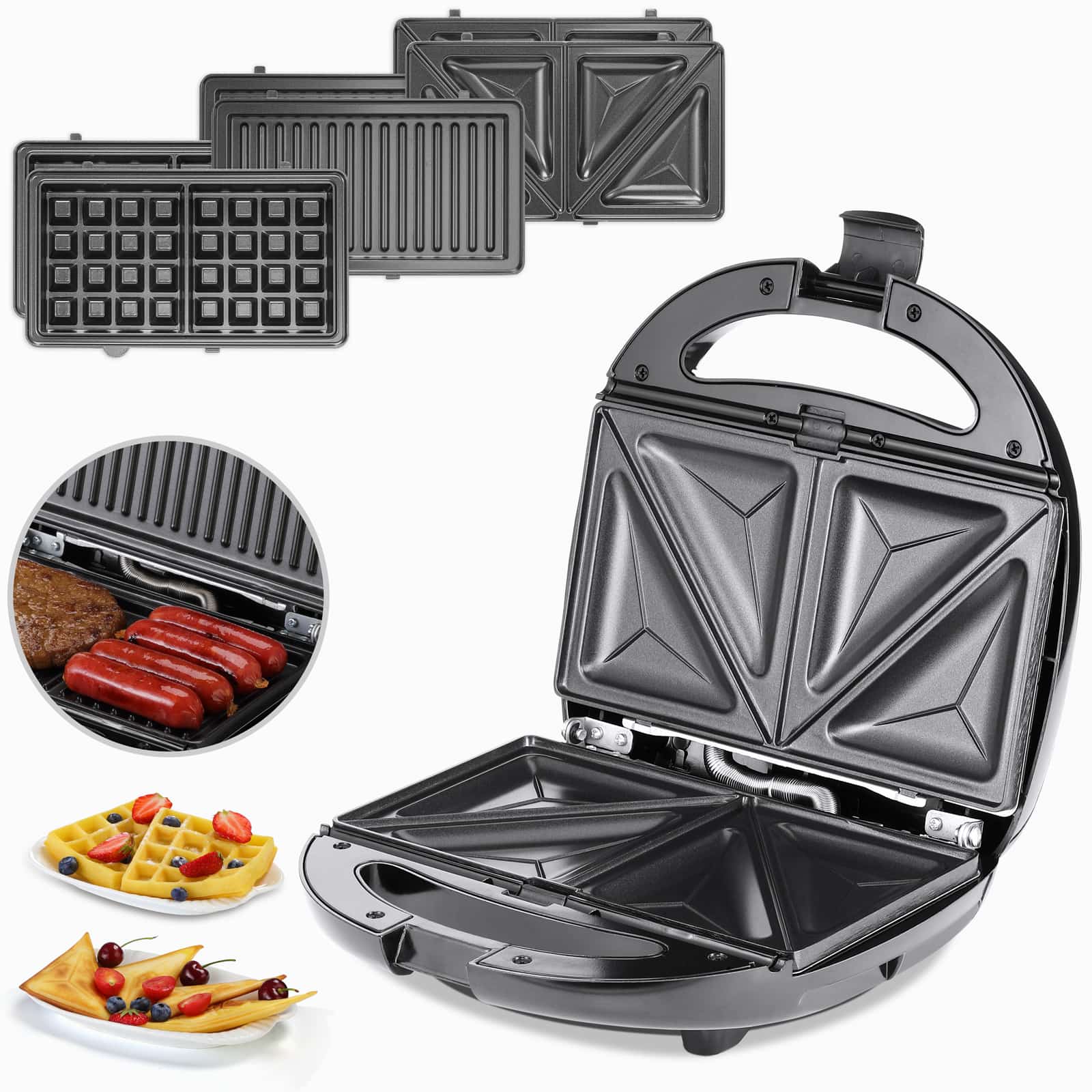 Kontaktgrill 3in1 Schwarz/Silber 800W von monzana®