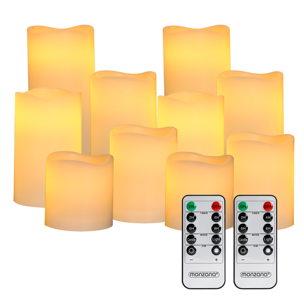 LED Echtwachs Kerzen 10er-Set inkl. Fernbedienung von monzana®