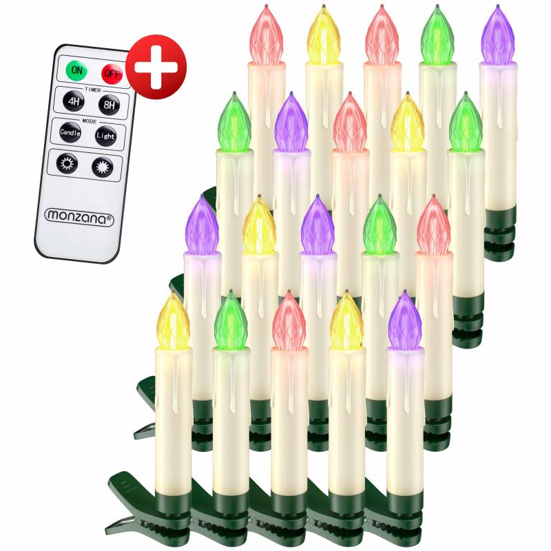 LED Weihnachtsbaumkerzen 20er-Set Bunt Fernbedienung von monzana®