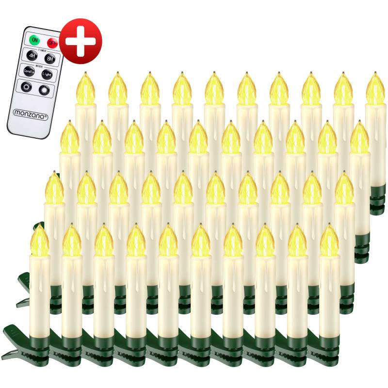 LED Weihnachtsbaumkerzen 40er-Set Warmweiß mit Fernbedienung von monzana®