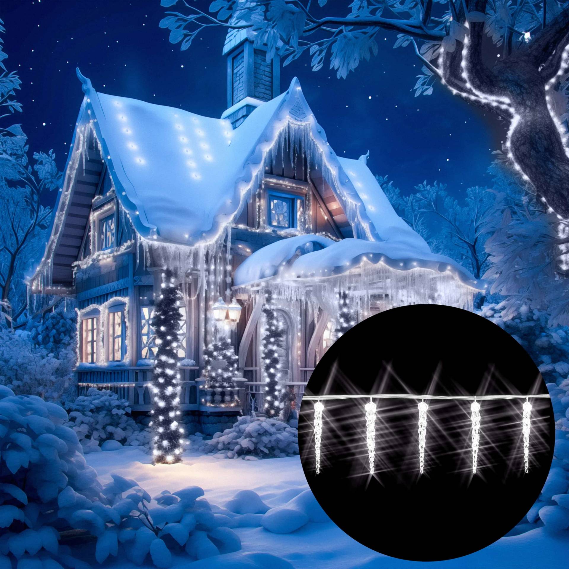 Lichterkette Weihnachten Eiszapfen 80 LEDs 13m von Deuba®