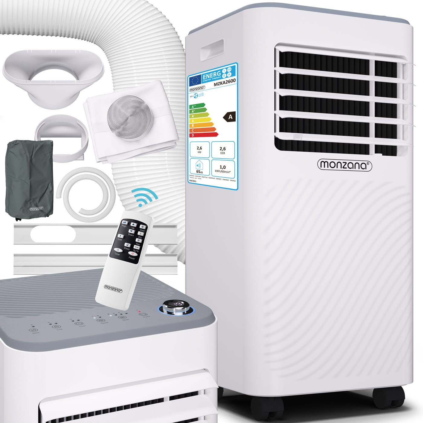 Mobile Klimaanlage MZKA2600 Weiß App, Sprachsteuerung von monzana®