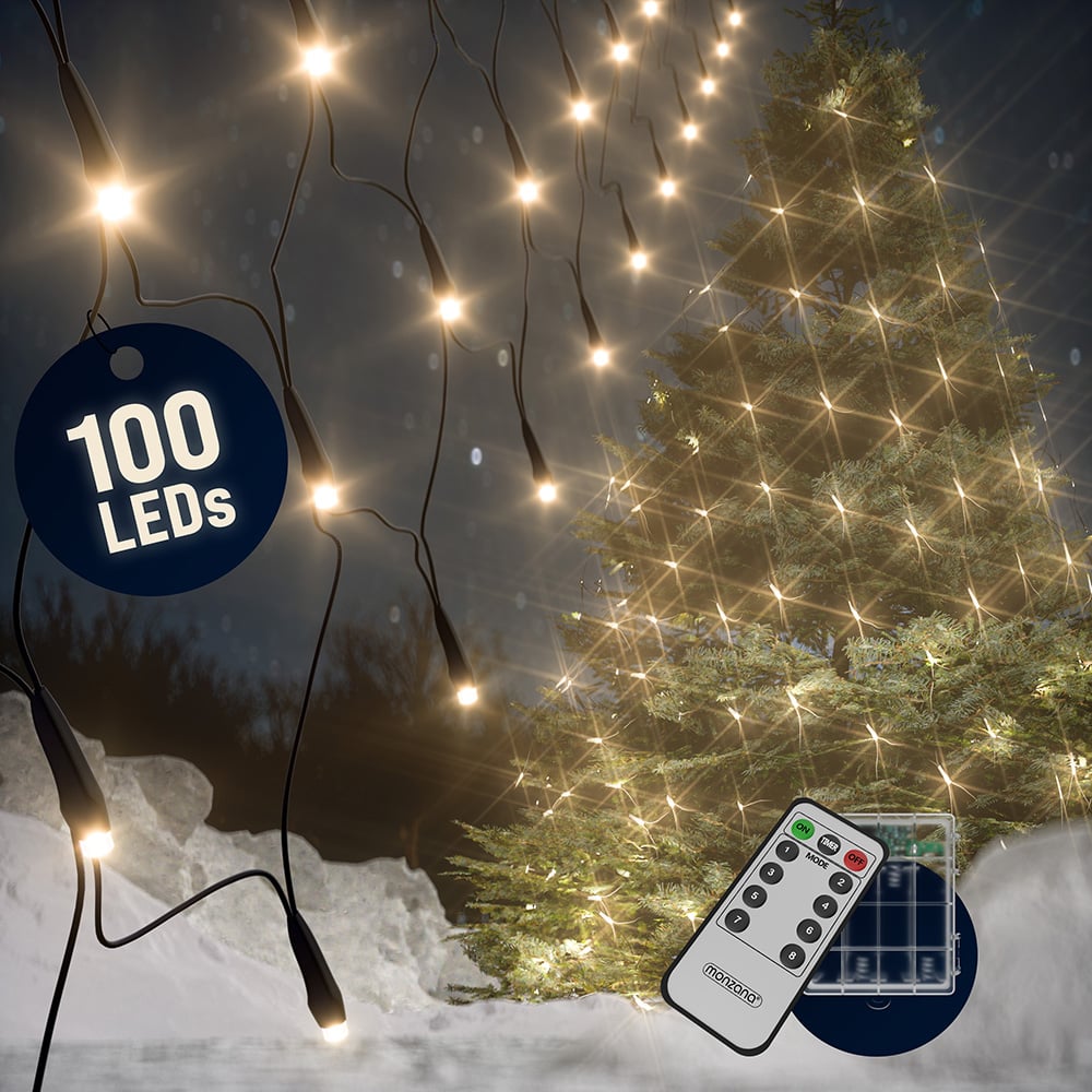 Netzlichterkette Warmweiß 100 LED 120x120cm von monzana®