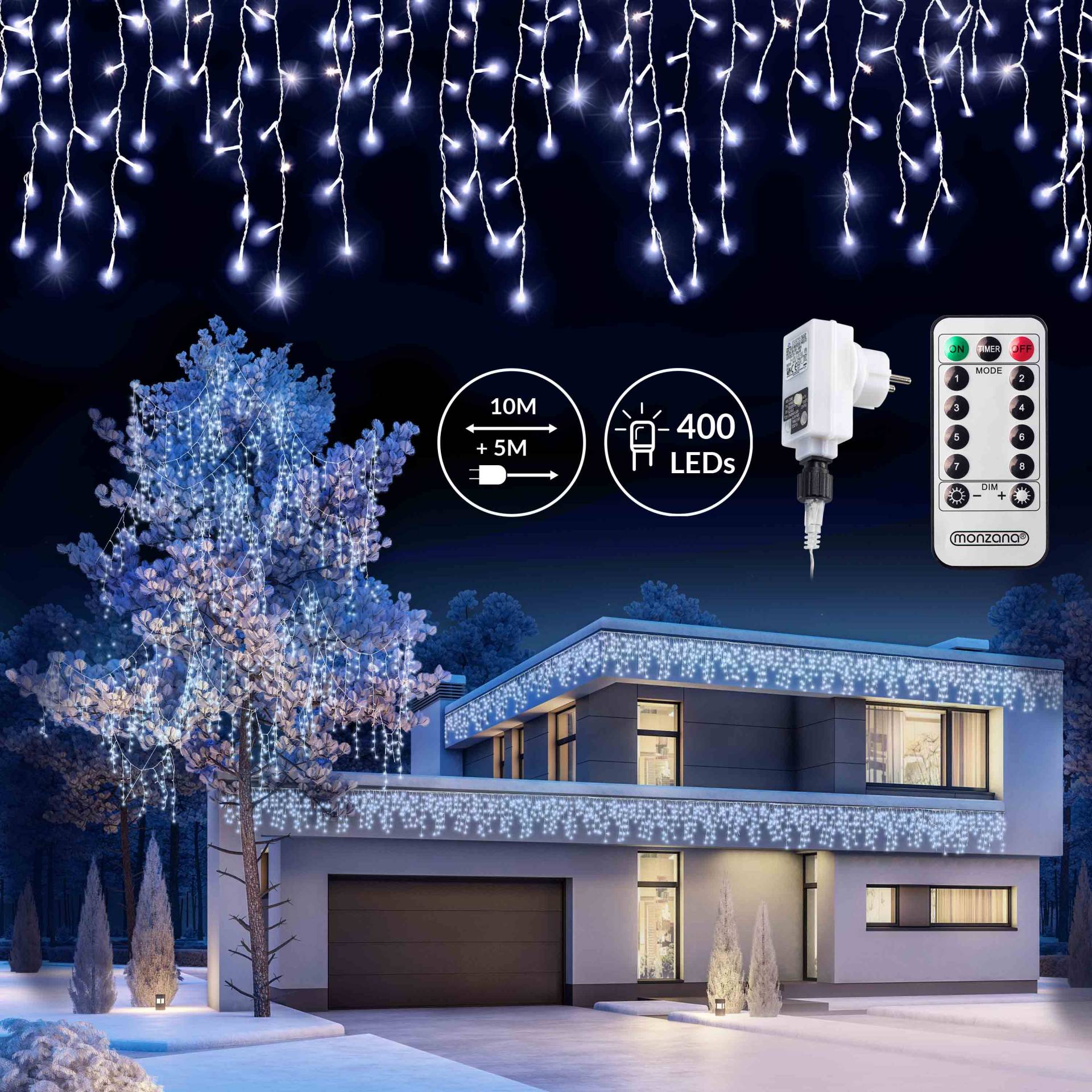 Regenlichterkette LED Weihnachten Kaltweiß 15m von monzana®