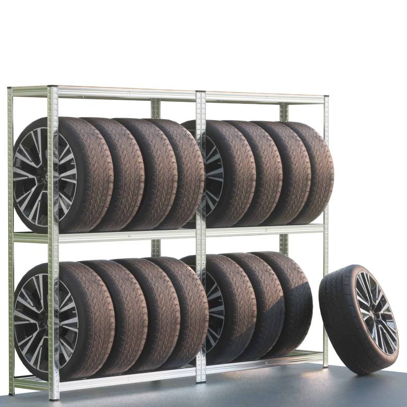 Reifenregal 2er-Set 180x120x40cm verzinkt 795kg von monzana®