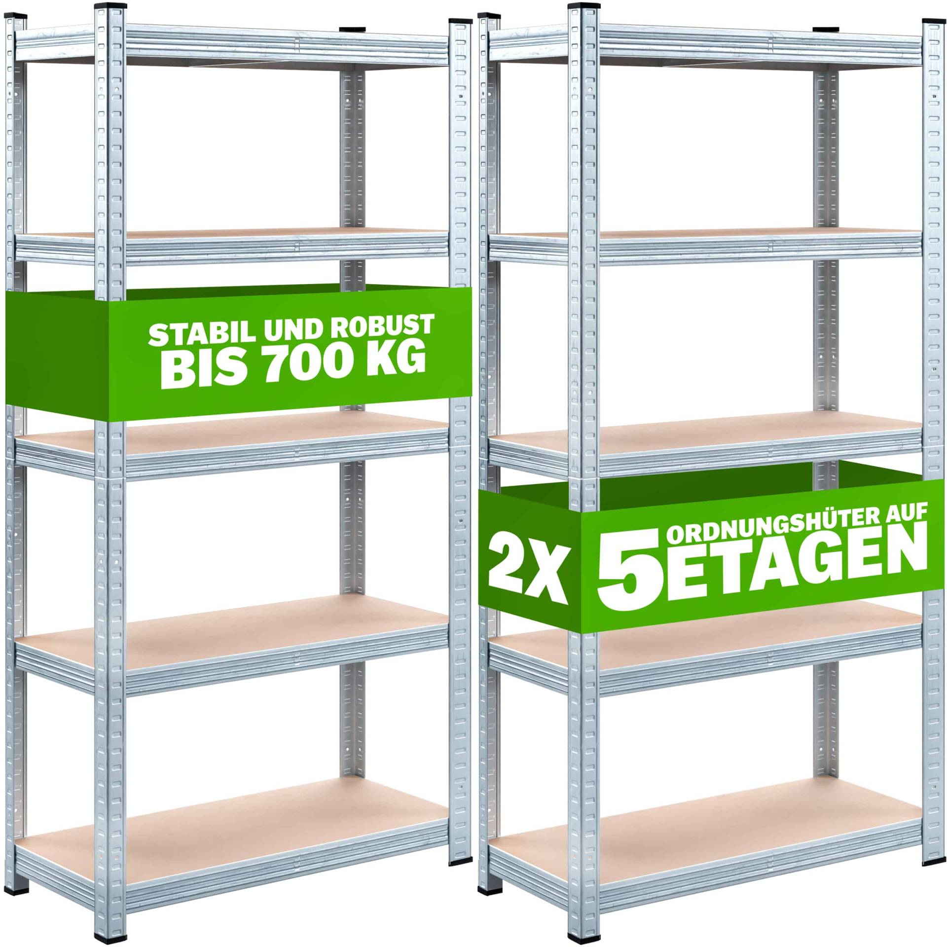 Schwerlastregal 2er-Set 170x75x30cm verzinkt 350kg von monzana®