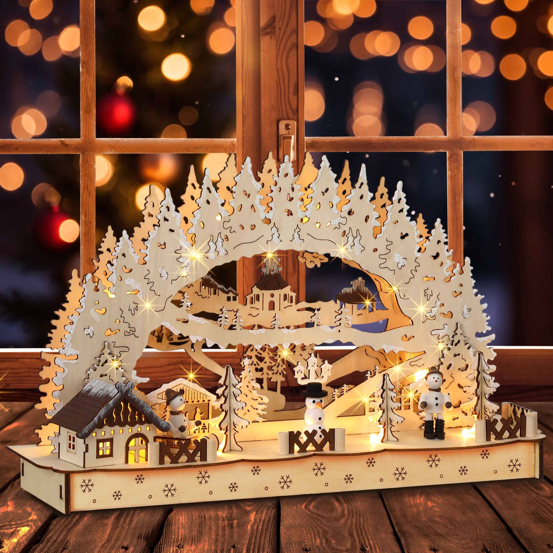 Weihnachts LED Schwibbogen Winterdorf von monzana®