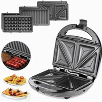 3 in 1 Sandwichmaker 3 abnehmbare Sandwich- Grill- Waffelplatten bpa frei Antihaftbeschichtung Küche Waffeleisen - Monzana von monzana