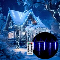 40-80 led Eiszapfenlichterkette Fernbedienung 8 Leuchtmodi Timer IP44 Innen Außen Weihnachten Lichterkette Eiszapfen 11,5x5m 40 Eiszapfen blau von monzana