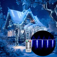 40-80 led Eiszapfenlichterkette Fernbedienung 8 Leuchtmodi Timer IP44 Innen Außen Weihnachten Lichterkette Eiszapfen 11,5x5m 80 Eiszapfen blau von monzana