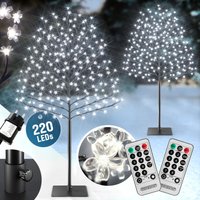 Kirschblütenbaum led mit Fernbedienung Timer Dimmer Innen Außen Künstlich Groß Deko Weihnachten Weihnachtsdeko Leuchtbaum Lichterbaum 2er Set 220cm von monzana