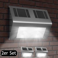 Monzana® led Solarlampe Außen 2er Set Wasserdicht IP65 Edelstahl Dämmerungssensor Wandleuchte Solarleuchte Außenbeleuchtung von Deuba