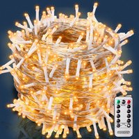 Lichterkette Außen 200x 400x 600x led mit Fernbedienung Timer 8 Leuchtmodi Dimmbar IP44 Innen Warmweiß Kaltweiß Bunt 20m warmweiß - transparentes Lichterkette Außen 200x 400x 600x led mit Fernbedienung Timer 8 Leuchtmodi Dimmbar IP44 Innen Warmweiß Kaltweiß Bunt 20m warmweiß - transparentes von monzana