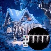 MONZANA® 40-80 LED Eiszapfenlichterkette Fernbedienung 8 Leuchtmodi Timer IP44 Innen Außen Weihnachten Lichterkette Eiszapfen 11,5x5m 80 Eiszapfen von monzana
