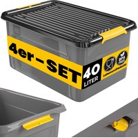 MONZANA® Aufbewahrungsbox mit Deckel 40kg belastbar Kunststoff BPA frei Klickverschluss stabil flexibel stapelbar blickdicht Keller Garage Box 4x 40L von monzana