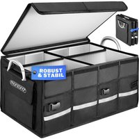 Kofferraumtasche Kofferraum Organizer Deckel 65L Trennwände wasserdicht faltbar verstärkte Wände rutschfest Auto Tasche 60x35x30cm Schwarz mit von monzana