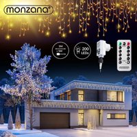 MONZANA® LED Regen Lichterkette warmweiß kaltweiß Innen Außen Eisregen Weihnachtsbeleuchtung Weihnachten Weihnachtsdeko 200 LED warm-weiß von monzana