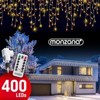 MONZANA® LED Regen Lichterkette warmweiß kaltweiß Innen Außen Eisregen Weihnachtsbeleuchtung Weihnachten Weihnachtsdeko 400 LED warm-weiß von monzana